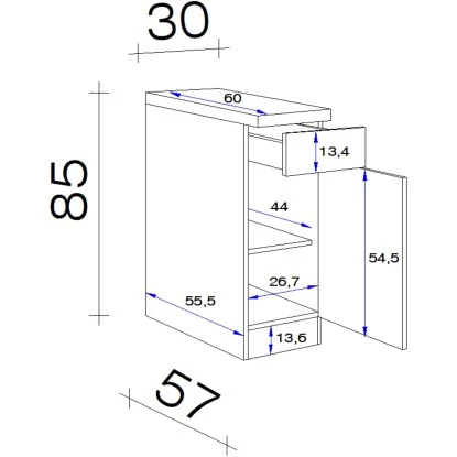 Flex-Well Classic Unterschrank Florida 30 Cm Weiß-Sonoma Eiche 2 Flex-Well Classic Unterschrank Florida 30 Cm Weiß-Sonoma Eiche – Bild 2