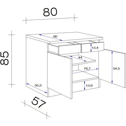 Flex-Well Classic Unterschrank Florida 80 Cm Weiß-Sonoma Eiche 2 Flex-Well Classic Unterschrank Florida 80 Cm Weiß-Sonoma Eiche – Bild 2