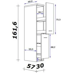 Flex-Well Exclusiv Demi-Apothekerschrank Lara 30 Cm Anthrazit-San Remo Eiche -Küche Zu Hause 478537 4051 5
