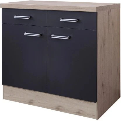 Flex-Well Exclusiv Unterschrank Lara 80 Cm Anthrazit-San Remo Eiche 1 Flex-Well Exclusiv Unterschrank Lara 80 Cm Anthrazit-San Remo Eiche
