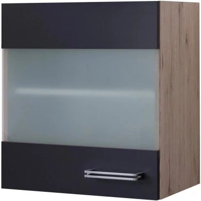 Flex-Well Exclusiv Glas-Hängeschrank Lara 50 Cm Anthrazit-San Remo Eiche 1 Flex-Well Exclusiv Glas-Hängeschrank Lara 50 Cm Anthrazit-San Remo Eiche