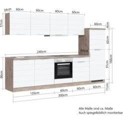 Held Möbel Küchenzeile 300 Cm Matt Weiß-Wotaneiche 25 Held Möbel Küchenzeile 300 Cm Matt Weiß-Wotaneiche -Küche Zu Hause 49874 11016600 1005.6291 5