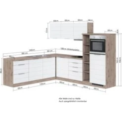 Held Möbel Winkelküche 240 Cm - 270 Cm Matt Weiß-Wotaneiche -Küche Zu Hause 50091 11016600 1029.6291 5