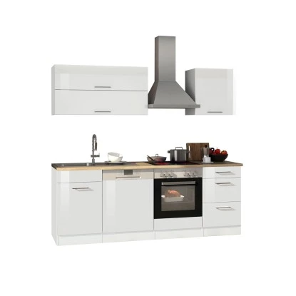 Held Möbel Küchenzeile Mailand 220 Cm Weiß Hochglanz-Weiß Matt Mit E-Geräten 3 Held Möbel Küchenzeile Mailand 220 Cm Weiß Hochglanz-Weiß Matt Mit E-Geräten – Bild 3