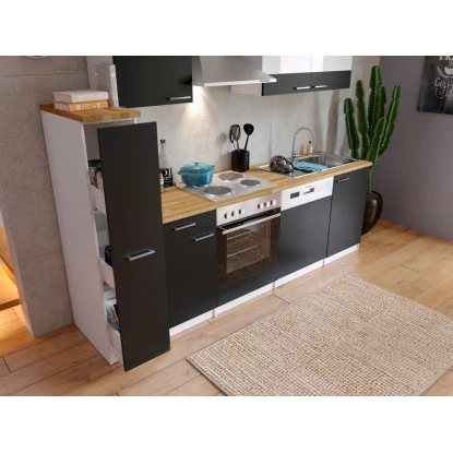 Respekta Küchenzeile KB250WS 250 Cm Schwarz-Weiß 4 Respekta Küchenzeile KB250WS 250 Cm Schwarz-Weiß – Bild 4