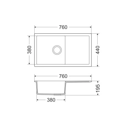 Miló Einbauspüle Granitverbundstoff Blissano 76 Weiß 2 Miló Einbauspüle Granitverbundstoff Blissano 76 Weiß – Bild 2