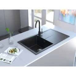 Miló Einbauspüle Granitverbundstoff Adore 86 Lava-Anthrazit -Küche Zu Hause 5903140019077