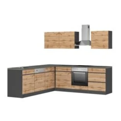 Held Möbel Winkelküche Turin 240 X 240 Cm Wotaneiche-Graphit Mit E-Geräten -Küche Zu Hause 63543 11016600 1113.6310 1