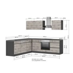 Held Möbel Winkelküche Turin 240 X 240 Cm Wotaneiche-Graphit Mit E-Geräten -Küche Zu Hause 63543 11016600 1113.6310 5
