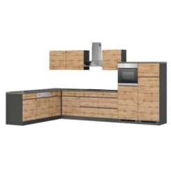 Held Möbel Winkelküche Turin 360 X 240 Cm Wotaneiche-Graphit Mit E-Geräten -Küche Zu Hause 65365 11016600 1134.6310 1