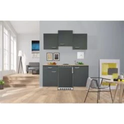 Flex-Well Exclusiv Singleküche Morena 150 Cm Basaltgrau Matt-San Remo Eiche Hell -Küche Zu Hause 654 4051 G1501001000MORENA 1