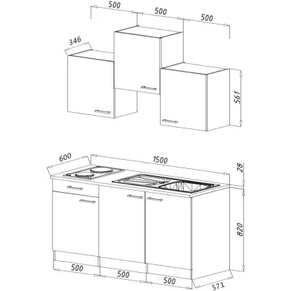 Respekta Singleküche Luis 150 Cm Rot-Eiche Sägerau 2 Respekta Singleküche Luis 150 Cm Rot-Eiche Sägerau – Bild 2