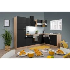 Respekta Winkelküche KBL280ESWSC 280 Cm Schwarz-Eiche Sonoma Sägerau Nachbildung -Küche Zu Hause 6862403 KBL280ESSSC 01