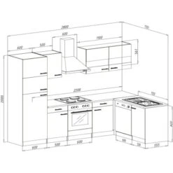Respekta Winkelküche KBL280ESWSC 280 Cm Schwarz-Eiche Sonoma Sägerau Nachbildung -Küche Zu Hause 6862403 KBL280ESSSC 03