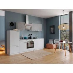Respekta Economy Küchenzeile KB270WWBSC 270 Cm Weiß-Beton Optik