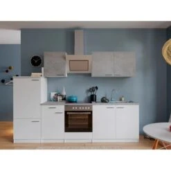 Respekta Economy Küchenzeile KB270WWBSC 270 Cm Weiß-Beton Optik -Küche Zu Hause 68 4384 neu KB270WWBSCG 02