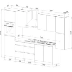 Respekta Küchenzeile Ohne E-Geräte 320 Cm Grifflos Weiß Hochglanz-Eiche Sägerau -Küche Zu Hause 6980940 4384 2