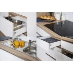 Respekta Küchenzeile Ohne E-Geräte 320 Cm Grifflos Weiß Hochglanz-Eiche Sägerau -Küche Zu Hause 6980940 4384 4