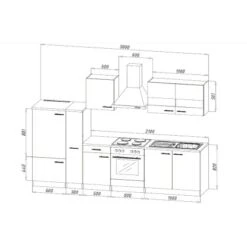 Respekta Küchenzeile Ohne E-Geräte 300 Cm Weiß-Eiche Sägerau -Küche Zu Hause 7053358 4384 LBKB300ESW 03