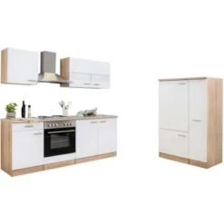 Respekta Küchenzeile Ohne E-Geräte 300 Cm Weiß-Eiche Sägerau -Küche Zu Hause 7053358 4384 LBKB300ESW 06