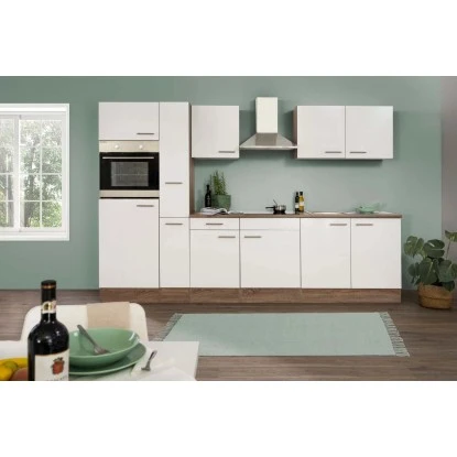 Respekta Küchenzeile Ohne E-Geräte 300 Cm Weiß Seidengl.-Eiche York 1 Respekta Küchenzeile Ohne E-Geräte 300 Cm Weiß Seidengl.-Eiche York