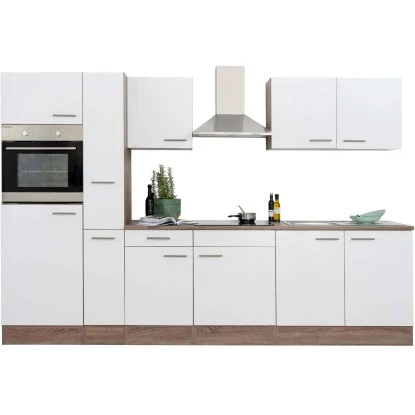 Respekta Küchenzeile Ohne E-Geräte 300 Cm Weiß Seidengl.-Eiche York 11 Respekta Küchenzeile Ohne E-Geräte 300 Cm Weiß Seidengl.-Eiche York – Bild 11