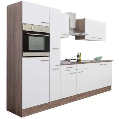 Respekta Küchenzeile Ohne E-Geräte 300 Cm Weiß Seidengl.-Eiche York 9 Respekta Küchenzeile Ohne E-Geräte 300 Cm Weiß Seidengl.-Eiche York – Bild 9