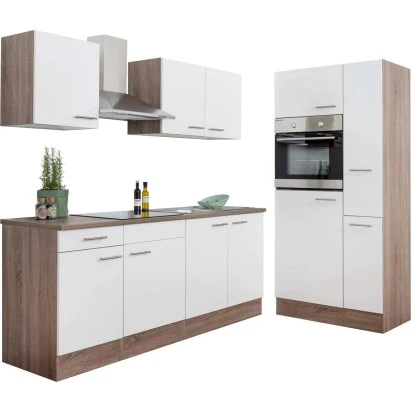 Respekta Küchenzeile Ohne E-Geräte 300 Cm Weiß Seidengl.-Eiche York 10 Respekta Küchenzeile Ohne E-Geräte 300 Cm Weiß Seidengl.-Eiche York – Bild 10