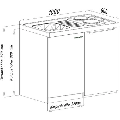 Respekta Miniküche Pantry 100S 100 Cm Weiß 8 Respekta Miniküche Pantry 100S 100 Cm Weiß – Bild 8