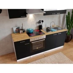 Respekta Küchenzeile KB210WSC 210 Cm Schwarz-Weiß -Küche Zu Hause 7205 4384 neu KB210WSCG 03