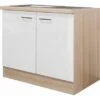 Flex-Well Exclusiv Spülenunterschrank Abaco 100 Cm Perlmutt Glänzend-Akazie