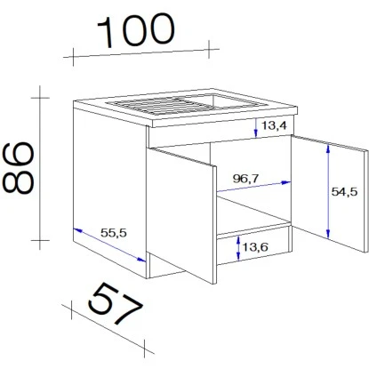 Flex-Well Exclusiv Spülenunterschrank Focus 100 Cm Akazie-Aubergine-Akazie 2 Flex-Well Exclusiv Spülenunterschrank Focus 100 Cm Akazie-Aubergine-Akazie – Bild 2