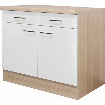 Flex-Well Exclusiv Unterschrank Abaco 100 Cm Perlmutt Glänzend-Akazie 1 Flex-Well Exclusiv Unterschrank Abaco 100 Cm Perlmutt Glänzend-Akazie