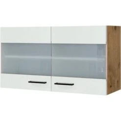 Flex-Well Exclusiv Glas-Oberschrank Vintea 100 Cm Magnolie Matt - Lancelot Oak