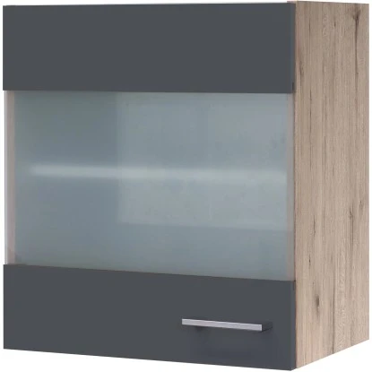 Flex-Well Exclusiv Glas-Oberschrank Morena 50cm Basaltgrau Matt - San Remo Eiche 1 Flex-Well Exclusiv Glas-Oberschrank Morena 50cm Basaltgrau Matt - San Remo Eiche