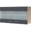 Flex-Well Exclusiv Glas-Oberschrank Morena 100 Cm Basaltgrau Matt-San Remo Eiche