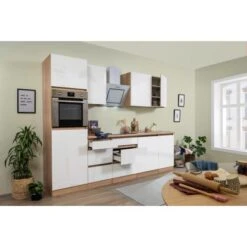 Respekta Küchenzeile GLRP280HESW Grifflos 280 Cm Weiß Hochglanz-Sonoma Eiche 22 Respekta Küchenzeile GLRP280HESW Grifflos 280 Cm Weiß Hochglanz-Sonoma Eiche -Küche Zu Hause 81990 4384 122020 Seitlich