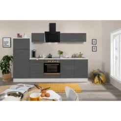 Respekta Premium Küchenzeile 270 Cm Grau Hochglanz-Weiß -Küche Zu Hause 8318 RP270WGC Kchenzeile 2