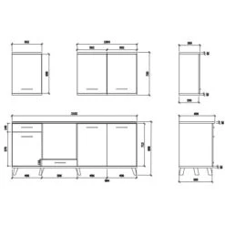 Respekta Premium Küchenzeile Retro BERP210RE 210 Cm Weiß -Küche Zu Hause 8469231 4384 3