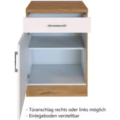 Held Möbel Unterschrank Sorrento 50 X 85 X 60 Cm Tür Schubk. + EL-B. Weiß-Wotan. -Küche Zu Hause 853760 11016600 2