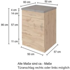 Held Möbel Unterschrank Sorrento 50 X 85 X 60 Cm Tür Schubk. + EL-B. Weiß-Wotan. -Küche Zu Hause 853760 11016600 5