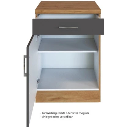 Held Möbel Unterschrank Sorrento 50 X 85 X 60 Cm Tür Schub. + EL-B. Anth.-Wotan. 2 Held Möbel Unterschrank Sorrento 50 X 85 X 60 Cm Tür Schub. + EL-B. Anth.-Wotan. – Bild 2