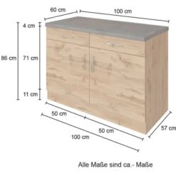 Held Möbel Unterschrank Sorrento 100x85x60 Cm 2 Schub. 1 EL-B. Weiß-Wotan. -Küche Zu Hause 853801 11016600 4