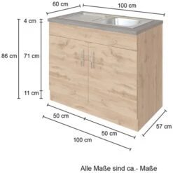 Held Möbel Spülenschrank Sorrento BxHxT 100x85x60 Cm 2 Türen Weiß-Wotaneiche -Küche Zu Hause 853804 11016600 4