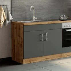 Held Möbel Spülenschrank Sorrento B100 X H85 X T60 Cm 2Türen Anthraz.-Wotaneiche 28 Held Möbel Spülenschrank Sorrento B100 X H85 X T60 Cm 2Türen Anthraz.-Wotaneiche -Küche Zu Hause 853807 11016600 13