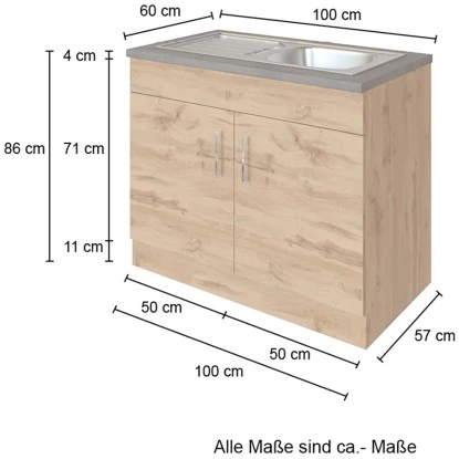Held Möbel Spülenschrank Sorrento B100 X H85 X T60 Cm 2Türen Anthraz.-Wotaneiche 4 Held Möbel Spülenschrank Sorrento B100 X H85 X T60 Cm 2Türen Anthraz.-Wotaneiche – Bild 4