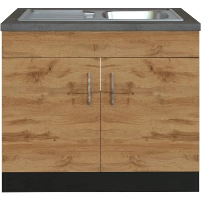 Held Möbel Spülenschrank Sorrento B100 X H85 X T60 Cm 2 Türen Wotaneiche-Grafit 1 Held Möbel Spülenschrank Sorrento B100 X H85 X T60 Cm 2 Türen Wotaneiche-Grafit