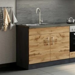 Held Möbel Spülenschrank Sorrento B100 X H85 X T60 Cm 2 Türen Wotaneiche-Grafit 24 Held Möbel Spülenschrank Sorrento B100 X H85 X T60 Cm 2 Türen Wotaneiche-Grafit -Küche Zu Hause 853821 11016600 11