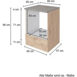 Held Möbel Herdumbau Sorrento B60 X H85 X T60 Cm Nische F. Ofen Weiß-Wotaneiche -Küche Zu Hause 853833 11016600 3