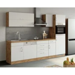 Held Möbel Ofen-Kühlschrankumbau Sorrento B60 X H200 X T60 Cm Weiß-Wotaneiche -Küche Zu Hause 853869 11016600 10
